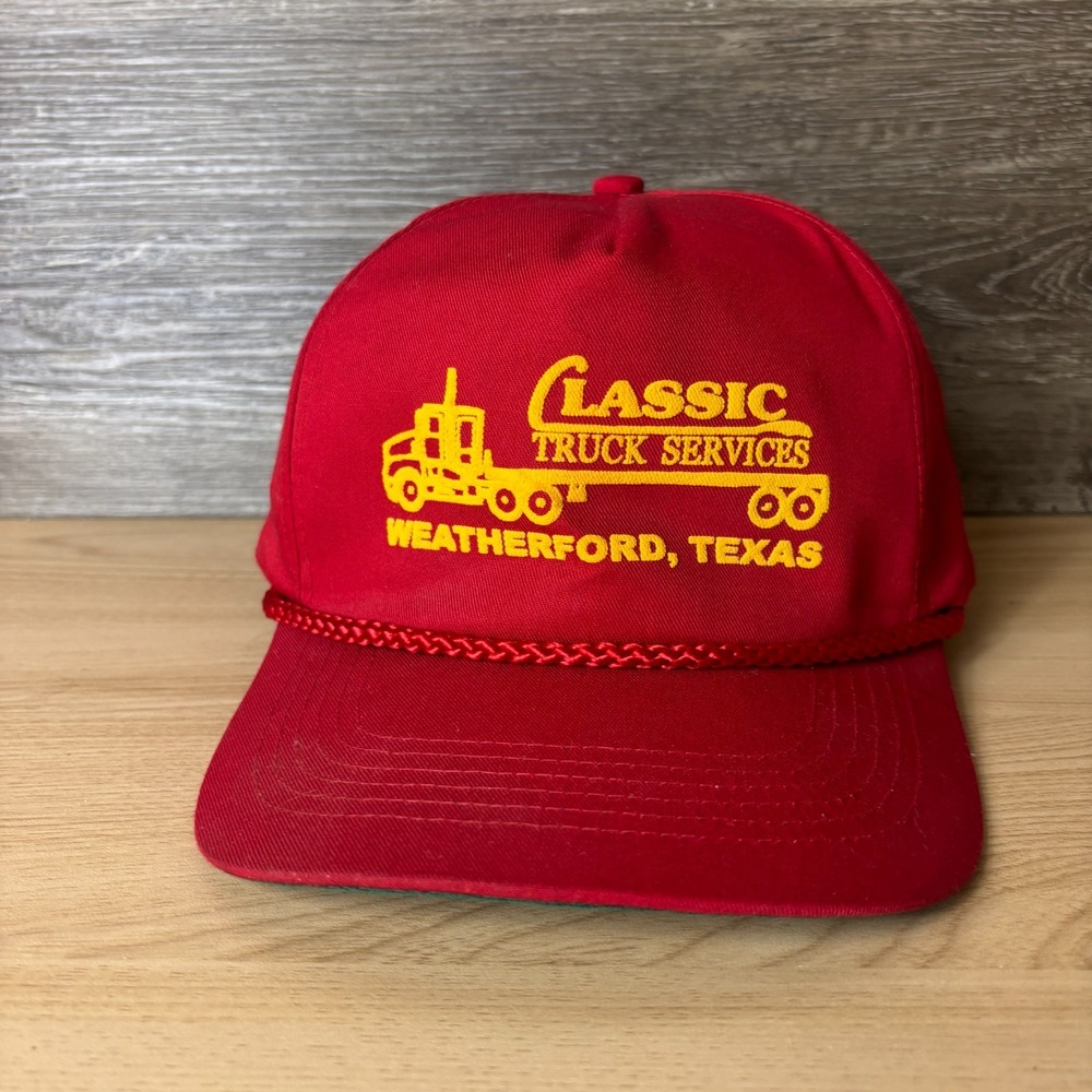 Vintage Classic Truck Services Cap Snapback Red Trucker Weatherford Texas